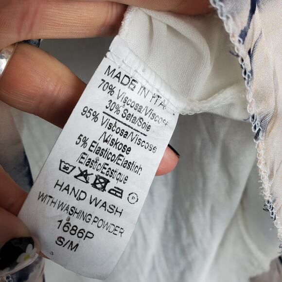 Tempo Paris Blouse Top Size S/M Silk Blend Pullover Lined Relaxed Overlay Italy - Picture 11 of 12